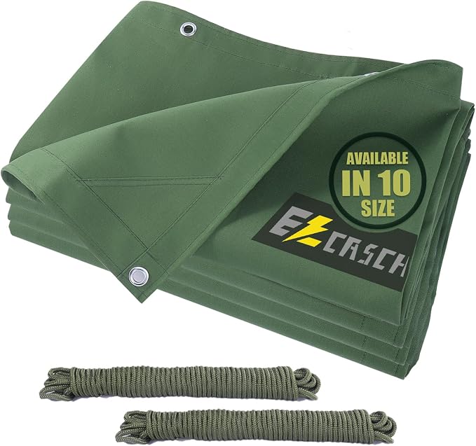 20’x24’ Canvas Tarp Heavy Duty Water Resistant Tarpaulins by Ezcasch