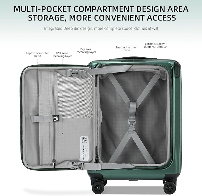 Carry On Luggage, 20 Inch Top Opening Aluminum Frame Lightweight Airline - Image 4