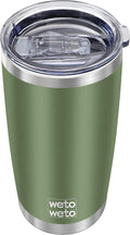 WETOWETO 20oz Insulated Stainless Steel Tumbler, Double Wall Vacuum Travel Coffee Mug, Leak-Proof Tumbler Cup for Home Office Travel (Army Green, 1 Pack) by Wetoweto