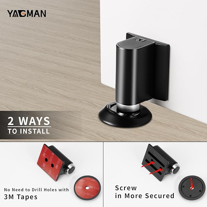3 Pack Magnetic Door Stoppers Retractable Bottom of Door Holder No Drilling - Image 5