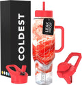 Coldest Tumbler with Handle and Straw - 100% Leak Proof Insulated Tumbler with Lid and Straw (3 Lids) - Stainless Steel Tumblers for Women & Men, Cup Holder Friendly Base, 46 oz (Molten Ivory) by Coldest