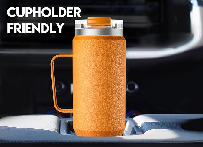 Meoky 40oz Tumbler with Handle, Stainless Steel Travel Mug with 2-in-1 Straw and Sip Lid, Vacuum Insulated Coffee Mug, 100% Leak Proof, Keeps Cold for 34 Hours or Hot for 10 Hours (Maple) - Image 6