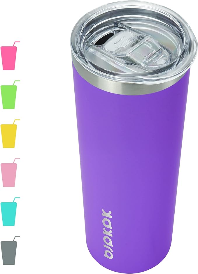 BJPKPK 20 oz Stainless Steel Skinny Tumbler, Iced Coffee Travel Sublimation Mug Insulated Metal Water Tumbler Thermal Cup With Lid,Purple by BJPKPK