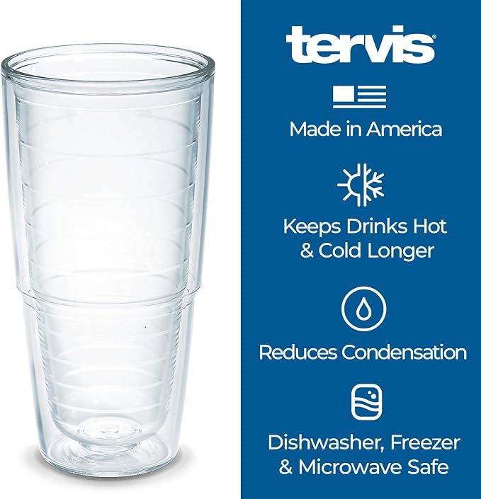 Tervis Clear & Colorful Tabletop Made in USA Double Walled Insulated Tumbler Travel Cup Keeps Drinks Cold & Hot, 24oz, Clear - Image 3