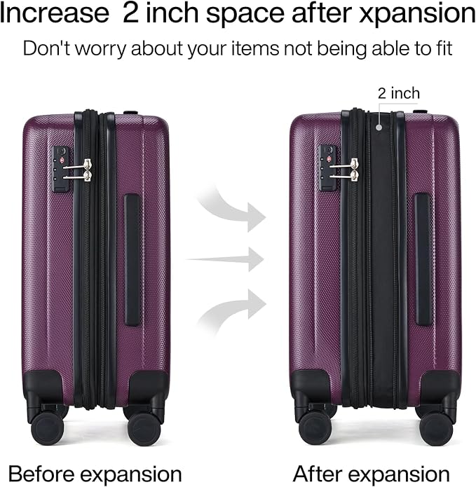 Hanke 20 Inch Expandable Carry on Luggage 22x14x9 Airline Approved Lightweight - Image 3