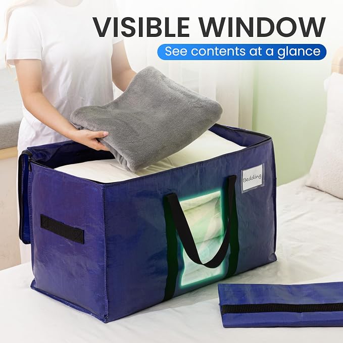 TAILI 6 Pack Dark Blue Extra Large Storage Bags, Heavy Duty Totes - Image 3