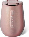 BrüMate Uncork'd 14oz 100% Leakproof Insulated Wine Tumbler | Locking Lid | Insulated Stainless Steel Wine Glass | Perfect For Travel & Outdoors | BPA-Free (Glitter Rose Gold) by Br%C3%BCMate