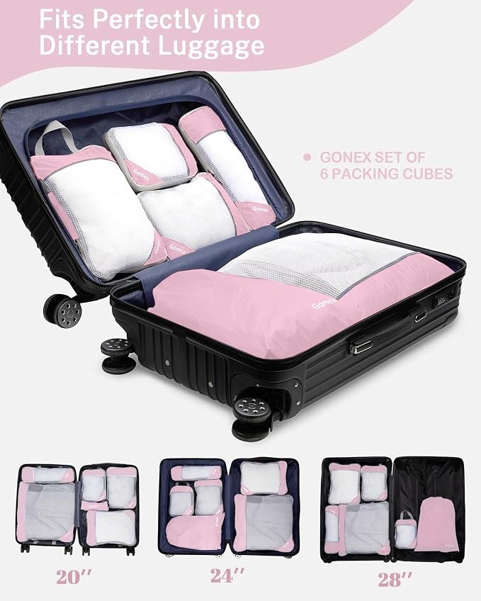 Compression Packing Cubes, Gonex Extensible Storage Mesh Bags Organizers - Image 5