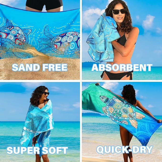 4 Pack Microfiber Thin Lightweight Beach Towel Sand Free Quick Dry Absorbent - Image 7