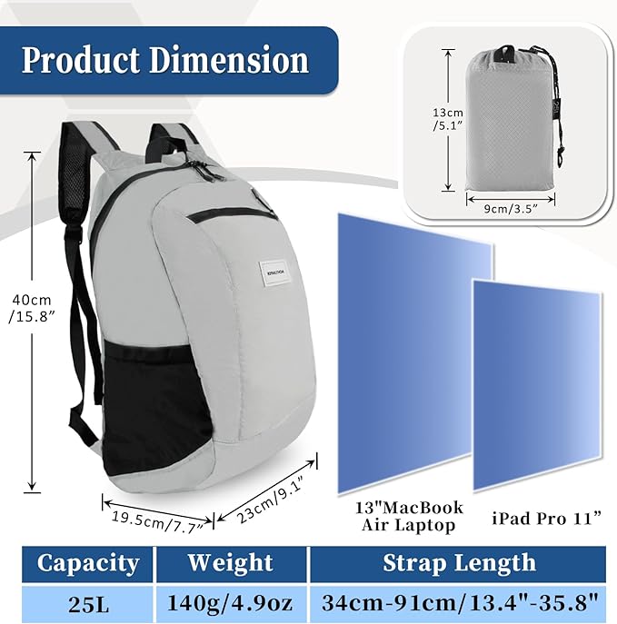 Hiking Daypack - Lightweight & Water-Resistant Portable Backpack - Image 7