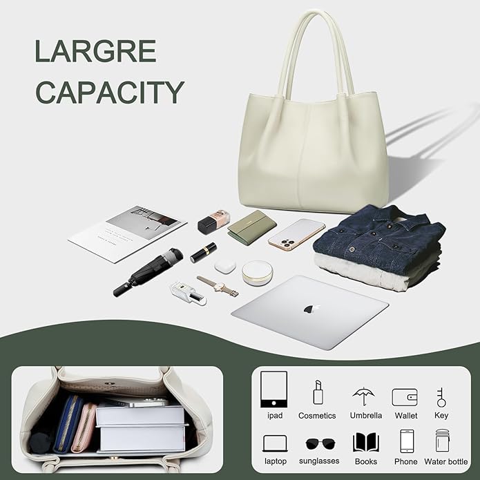 KKXIU Tote Bag for Women Vegan Leather Shoulder Purse Large Capacity Travel Bag - Image 6