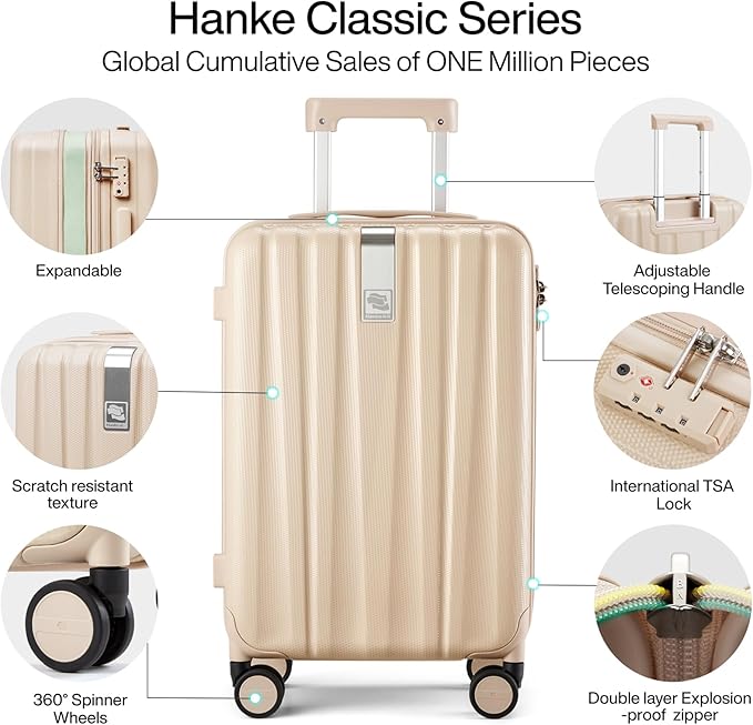 Hanke Expandable Hardshell Luggage Sets 3 piece Carry on Luggage - Image 5
