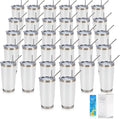 IEOVIEE 32 Pack, 20oz Stainless Steel Bulk Tumblers with Lids and Straws, Double Wall Insulated Travel Coffee Mug, Durable Powder Coated Tumbler Bulk Cup for Cold and Hot Drinks(White) by IEVOIEE