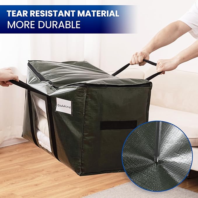 TAILI 2 Pack Green Extra Large Storage Bags, Heavy Duty Totes - Image 3