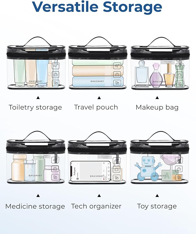 BAGSMART TSA Approved Toiletry Bag, 3 Pack Clear Makeup Cosmetic Bag Organizer - Image 5