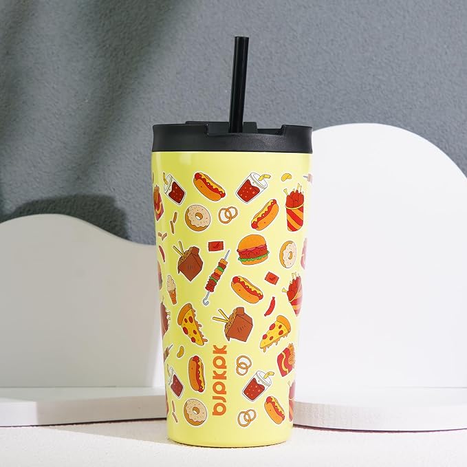 BJPKPK 34oz Skinny Tumbler With lid And Straw Stainless Steel Travel Coffee Mug Insulated Tumblers Cups,Yummy - Image 5