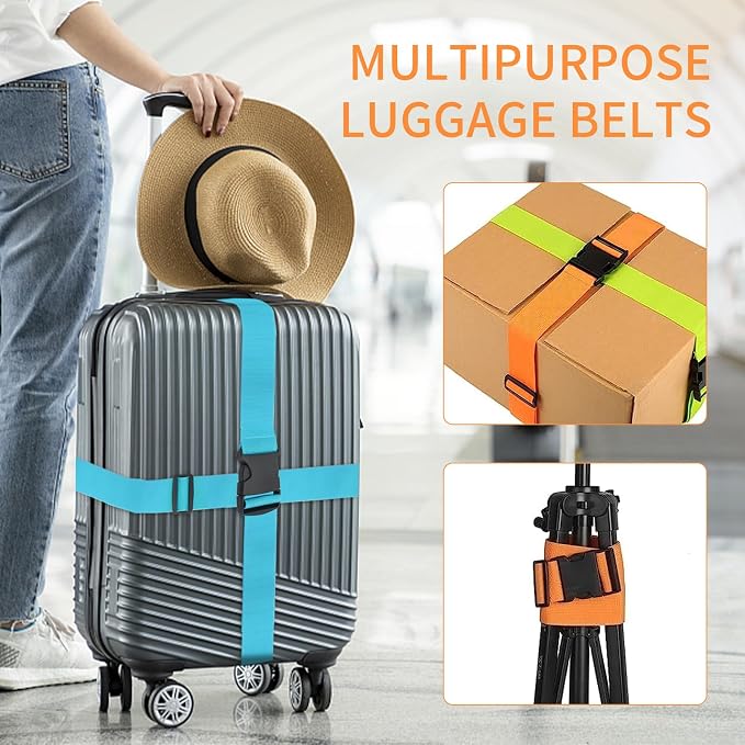BILIONE 4 Pack Luggage Straps 79" Long Belts Keep Suitcase Secure While - Image 2