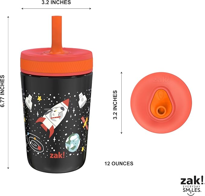 Zak Designs Kelso Toddler Cups For Travel or At Home, 12oz Vacuum Insulated Stainless Steel Sippy Cup With Leak-Proof Design is Perfect For Kids (Spaceships) - Image 7