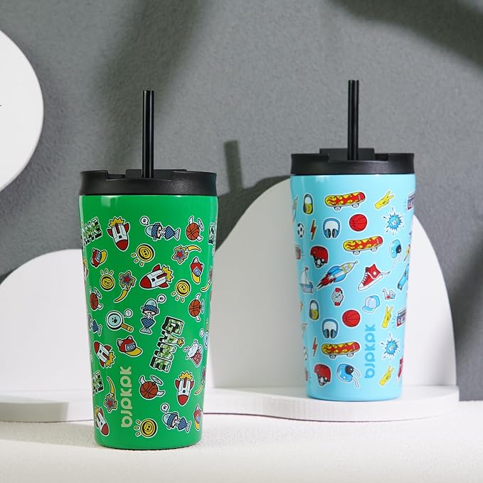 BJPKPK 26oz Insulated Tumbler With lid And Straw Stainless Steel Tumblers Travel Coffee Mug Reusable Thermal Cup,Playground - Image 5