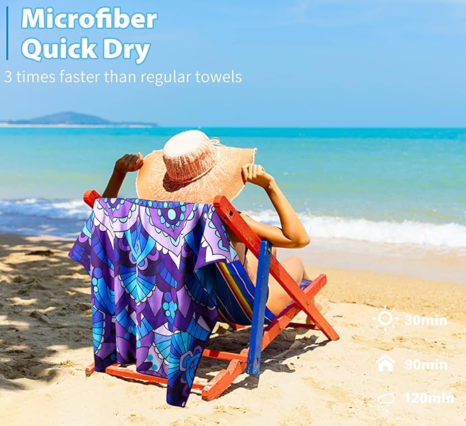 4 Pack Microfiber Oversized Lightweight Beach Towel 71"x32" XL Extra Large Thin - Image 6