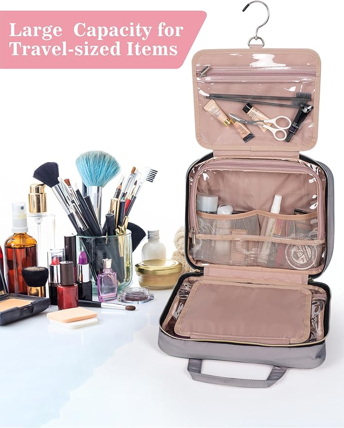 Grey Toiletry Bag, Makeup Organizer, Travel Bag - Image 5