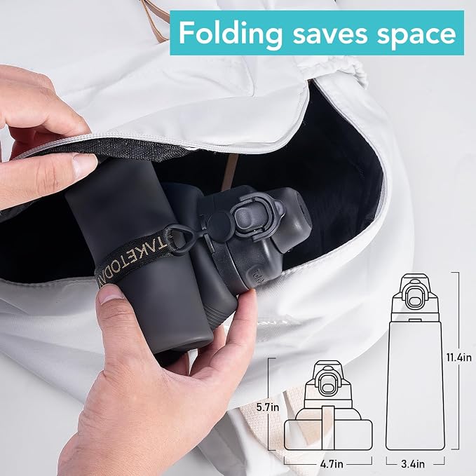 TakeToday Collapsible Water Bottles 32oz, Foldable Travel Water Bottle - Image 7