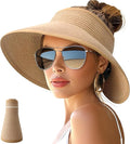 NPJY Sun Hats for Women Wide Brim Roll-Up Beach Ponytail Hat Packable Foldable by Unknown
