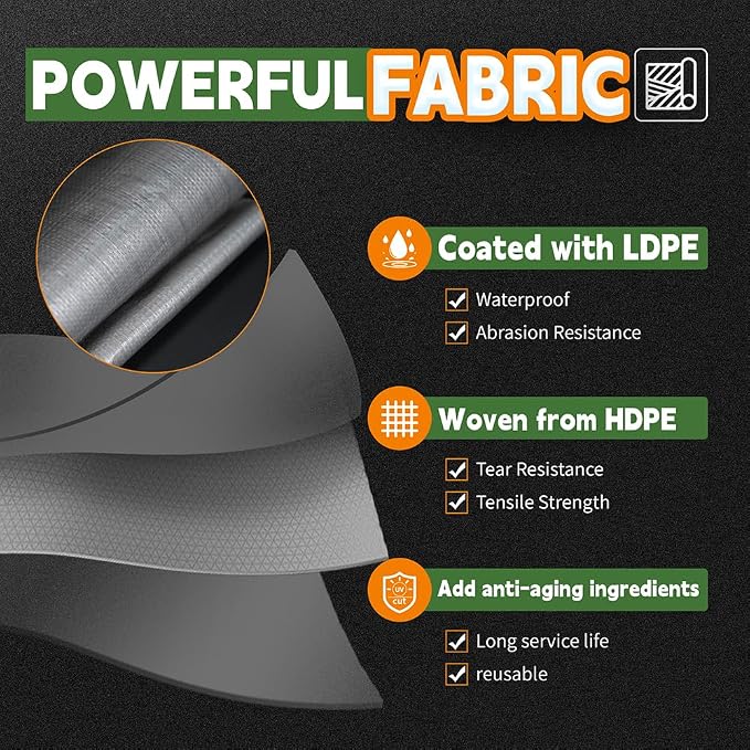 Tarps Heavy Duty Waterproof 20x30 Feet, 10Mil Multipurpose Large Tarp Cover - Image 3