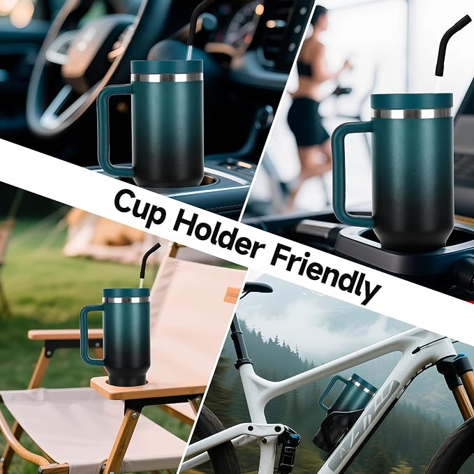 40oz Tumbler with Handle and Straw Spout 2-in-1 Lid, Spill Leak Proof Insulated Travel Cup Traveler Water Mug Keep Cold Hot, Dishwasher Safe Stainless Steel Bottle Gifts for Women Men, Indigo Black - Image 7
