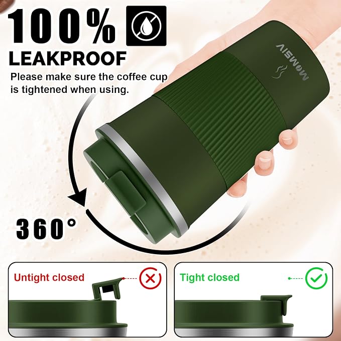MOMSIV 17oz Travel Mug, Insulated Coffee Cup with Leakproof Lid, Vacuum Stainless Steel Double Walled Reusable Tumbler for Hot and Cold Water Coffee and Tea In Travel and Car - Image 4