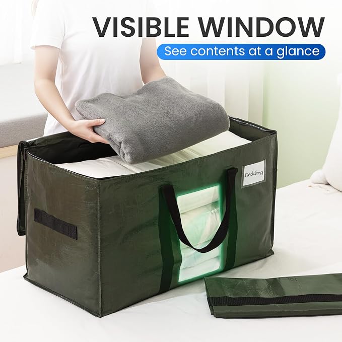 TAILI 4 Pack Green Extra Large Storage Bags, Heavy Duty Totes - Image 3