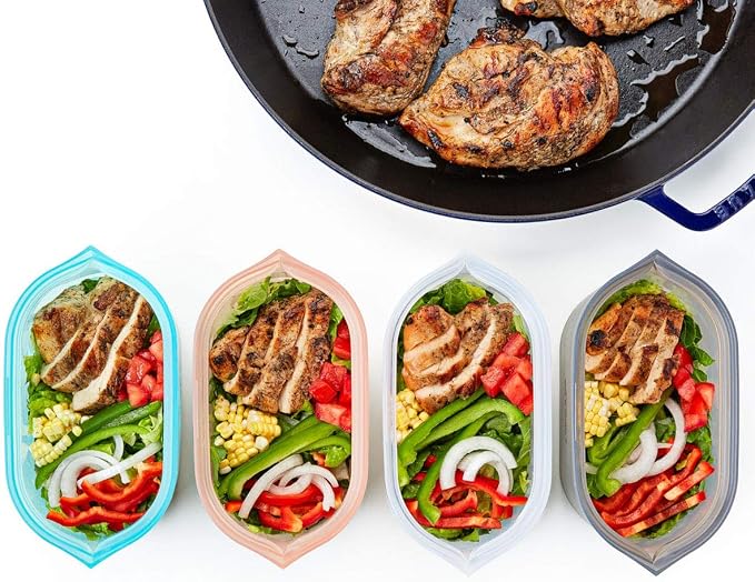 Zip Top Reusable Food Storage Bags | 3 Dish Set | Silicone Meal Prep Container - Image 7