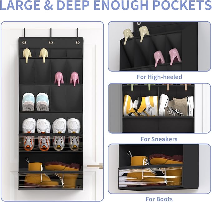 FENTEC 2 Pack Over the Door Shoe Organizer, Hanging Shoe Organizers - Image 3