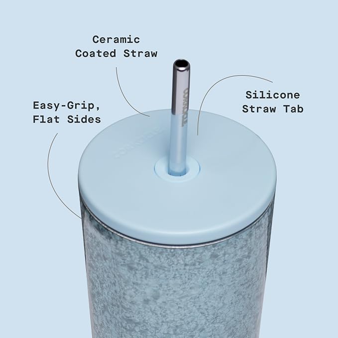 Corkcicle Cold Cup - Triple Insulated Tumbler with Straw - 12 Hours Cold - Leak-Resistant Lid - Easy Grip - Non-Slip Bottom - Summer Drinkware Gift - Keeps Drinks Ice Cold - 24 oz - Ice Breaker - Image 4
