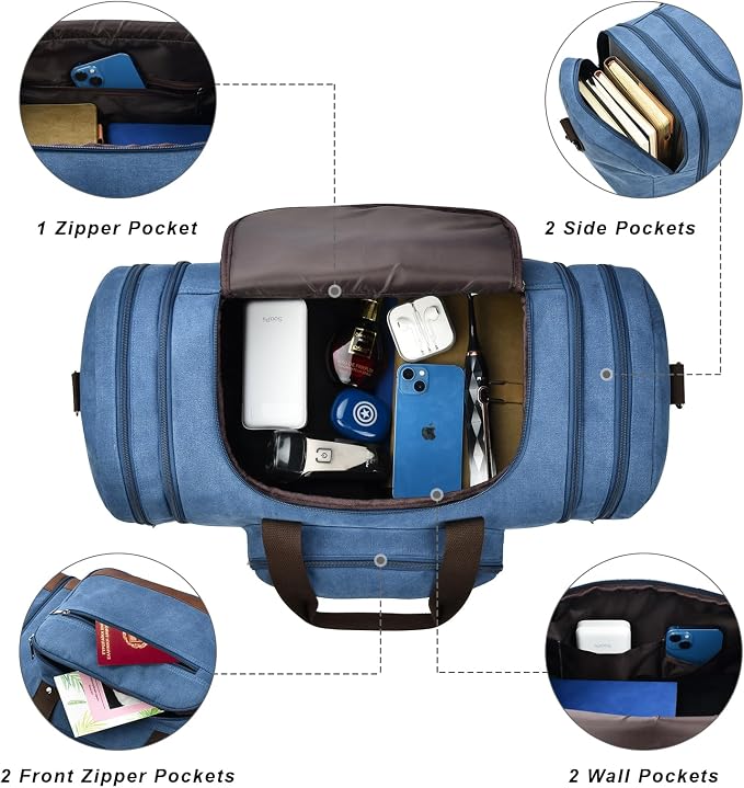 Litvyak Duffle Bag for Travel, 50L Canvas Travel Duffel Bags Overnight Weekend - Image 6