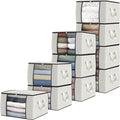 Fab totes 10 Pack Clothes Storage, Foldable Thick Fabric Blanket Storage Bags by Fabtotes
