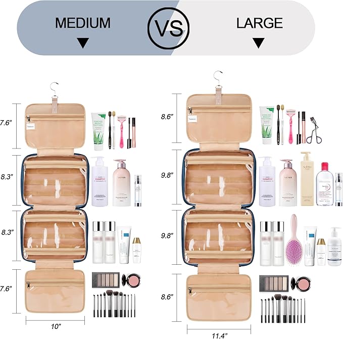 Travel Hanging Toiletry Bag for Women, Large Makeup Bag 8 Leak Proofing - Image 7