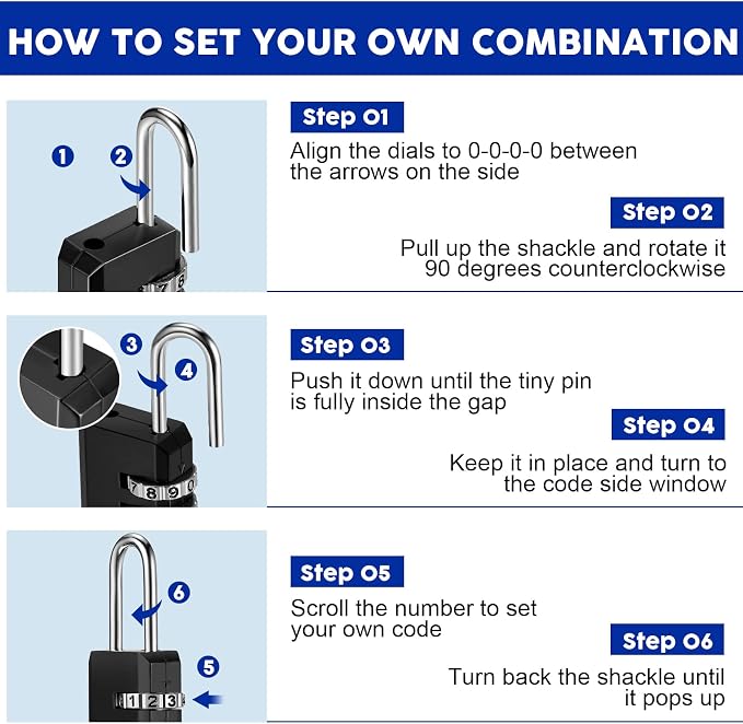 Chumia 16 Pack 3 Digit Combination Lock Small Combo Locks Waterproof Luggage - Image 4