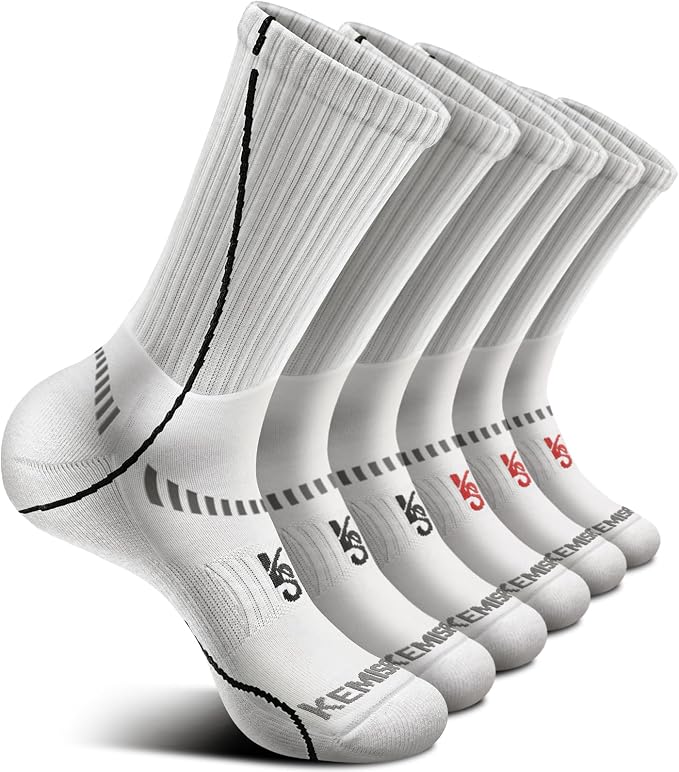 BULLIANT Compression Socks for Men 6Pairs, Athletic Crew Socks Cushioned For by BULLIANT