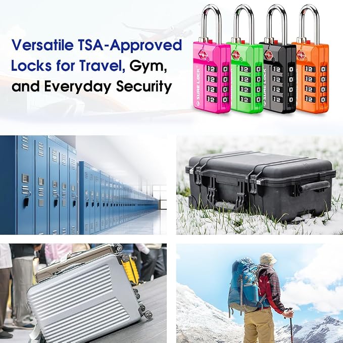 SURE LOCK TSA Approved 4-Digit Resettable Combination Luggage Locks - Image 6
