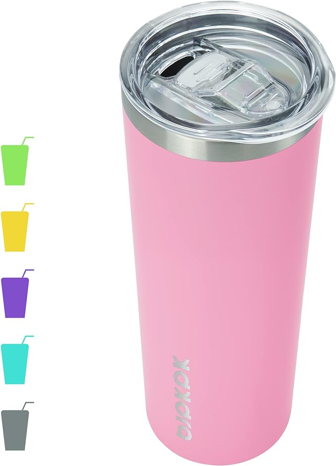 BJPKPK Skinny Insulated Tumbler, Stainless Steel Reusable Slim Insulated Travel Coffee Cup with Lid,Light Pink,20oz | Skinny, Reusable, Slim, Insulated, Travel Coffee Cup, with Lid by BJPKPK