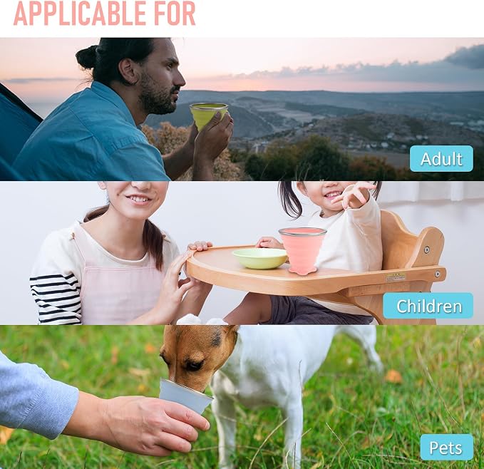 JBER Silicone Collapsible Travel Cup, 4 Pack Silicone Folding Camping Cup - Image 6