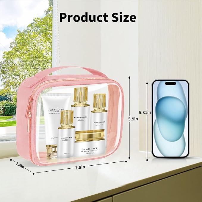 TSA Approved Travel Toiletry Bag, 2 Pack Clear Makeup Bags - Image 3