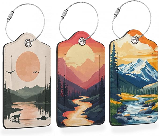 Vintage Mountain Flow 3 Pack Luggage Tags by Losthll