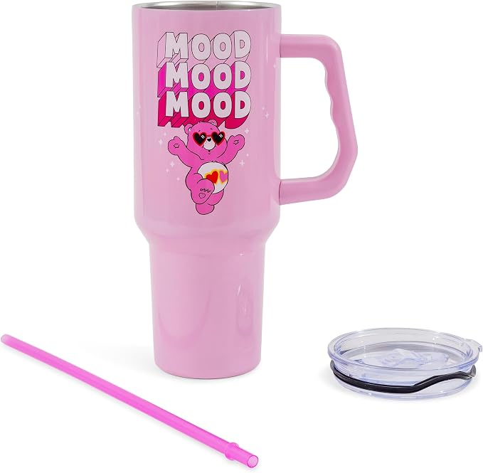 Silver Buffalo Care Bears “Mood” Double Walled Stainless Steel Tumbler with Handle Featuring Love-A-Lot Bear, Fits in Standard Cup Holder, 40 Ounces - Image 5