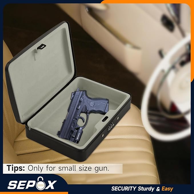 SEPOX® Water/Fire-Resistant Portable Security Case Lock Box Steel, Personal - Image 9