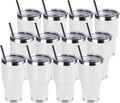 DOMICARE 30 oz Tumbler with Lid and Straw, Stainless Steel Tumblers Bulk, Insulated Vacuum Double Wall Travel Coffee Mug, Durable Powder Coated Tumbler Cups (White, 12) by VisittheDOMICARE