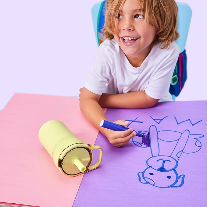 BrüMate Leap 12oz 100% Leakproof Kids Tumbler with Handle and Silicone Soft Straw | Drop Resistant Silicone Sleeve | For Kids 4+ | Insulated Stainless Steel | Cup Holder Friendly | 12oz (Neon Pink) - Image 5