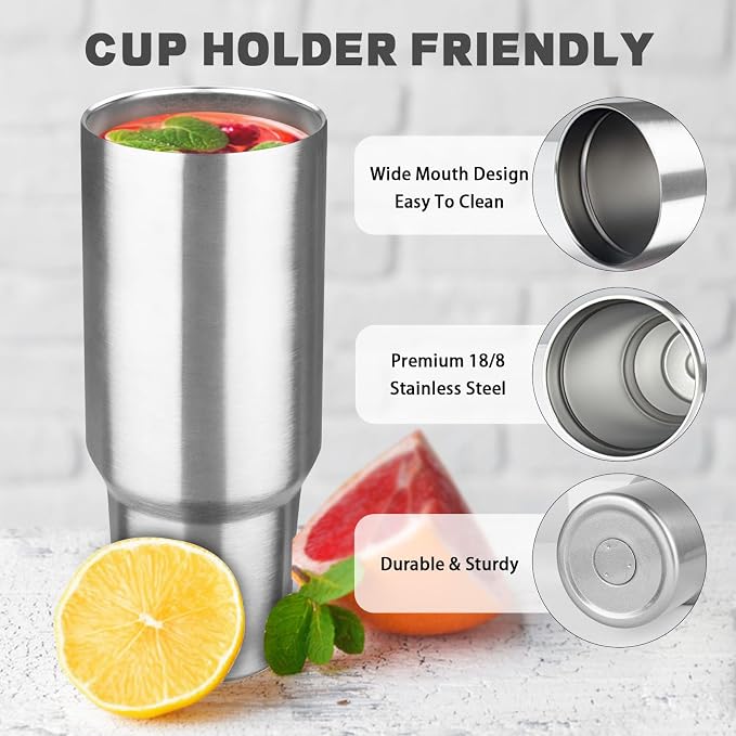 40 oz Tumbler with Lids and Straws, Stainless Steel Insulated Coffee Tumbler, Double Wall Vacuum Insulated Travel Mug Cup, Leakproof Thermal Coffee Cup for Hot and Cold Drinks (Silver) - Image 3