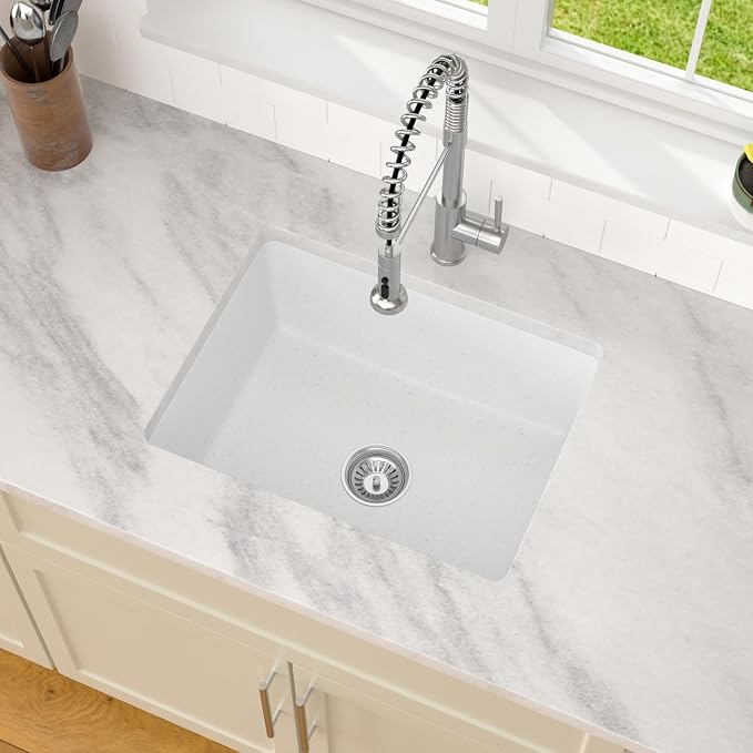 Dcolora 22 Inch Undermount Wet Bar Sink Single Bowl Modern Kitchen Sink White - Image 3